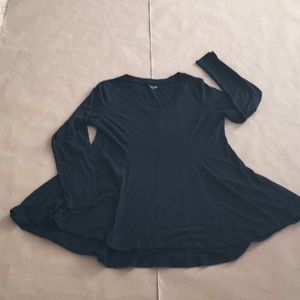 Chadwicks of Boston Long-sleeve v-neck hi/low Tunic - Black - Large